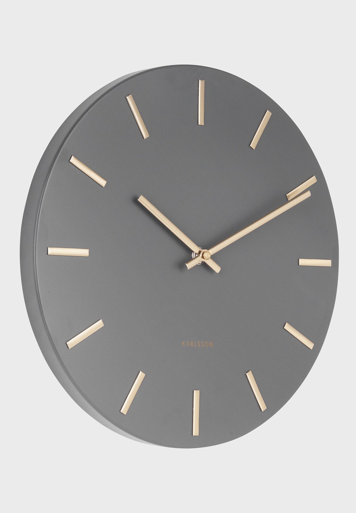 Grey & Gold Charm Wall Clock With Steel Battons