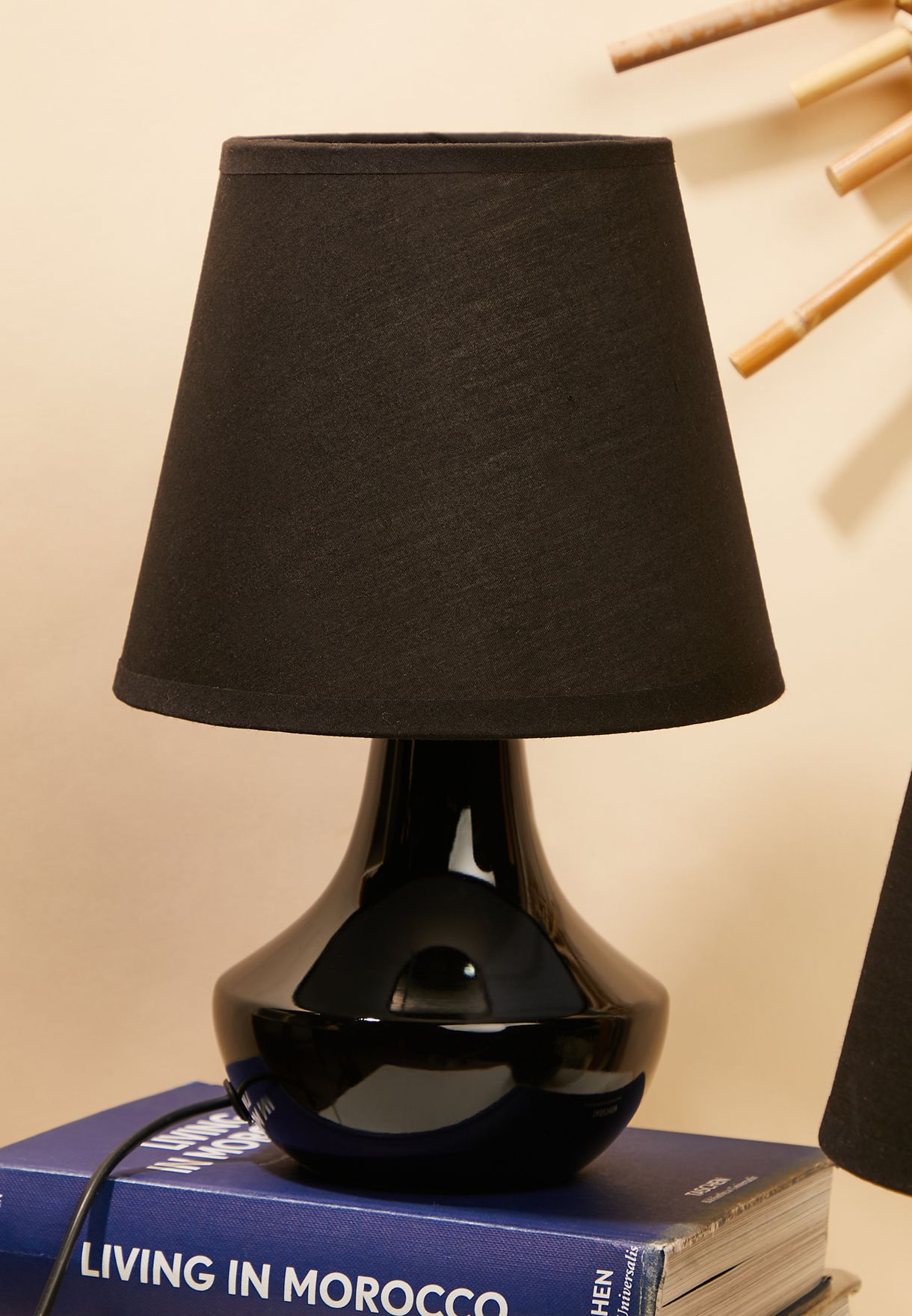 Black Set Of 2 Ceramic Table Lamps Eu Plug
