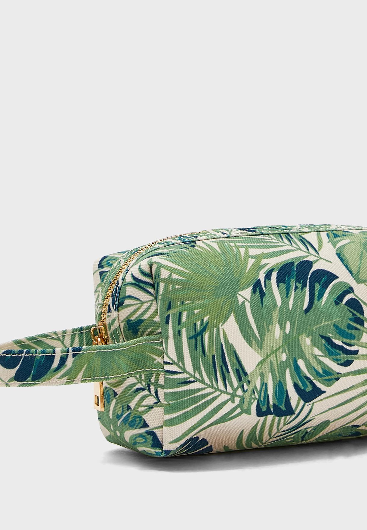 Tropical Leaf Print Cosmetic Bag