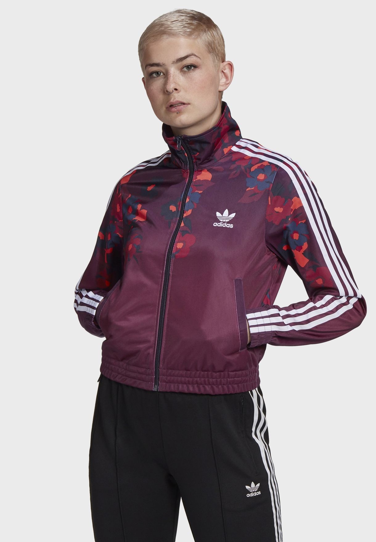 adidas originals track jacket with sleeve stripes