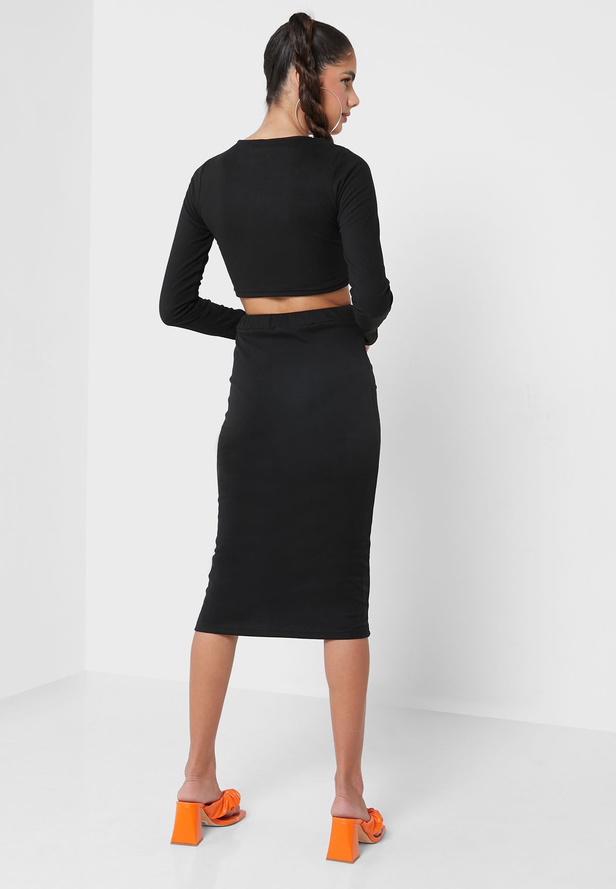 Buy Ginger black Slit Skirt Set for Women in MENA, Worldwide