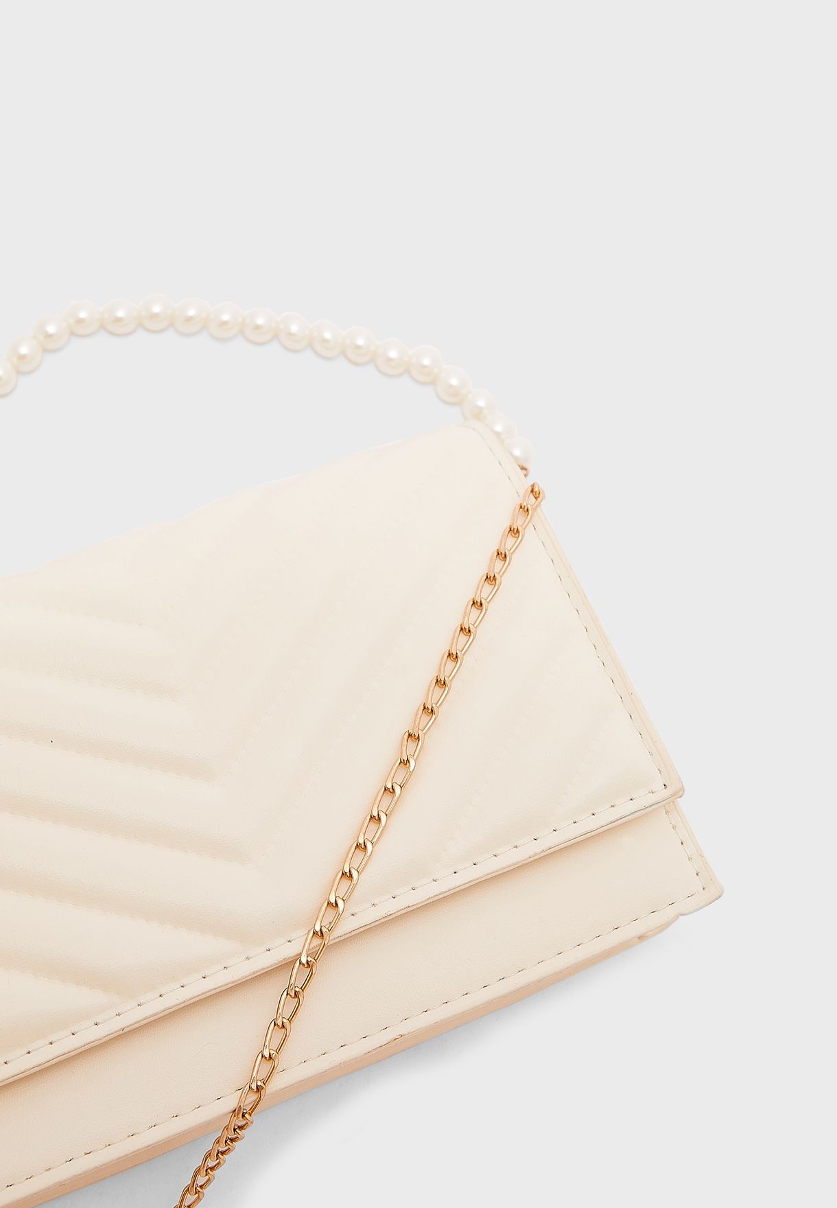 Padded Pearl Detail Crossbody Bag 