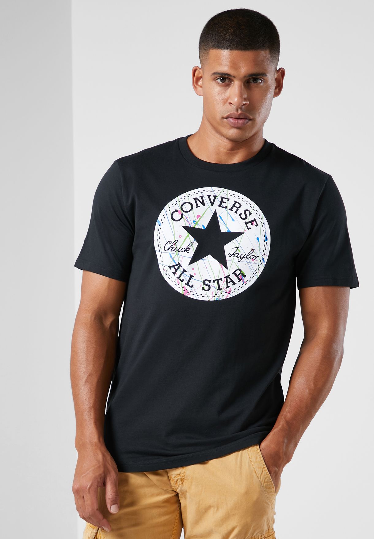 converse t shirt mens black