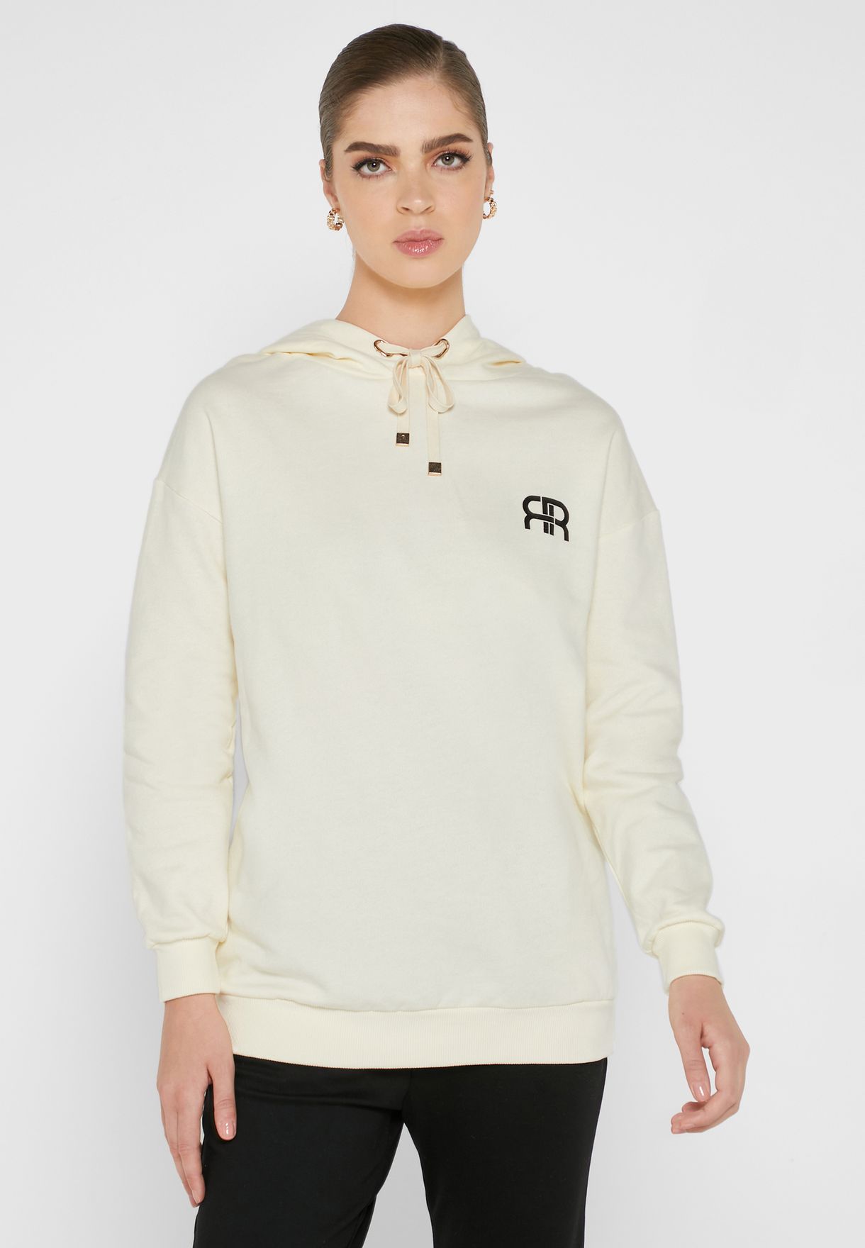 river island white hoodie