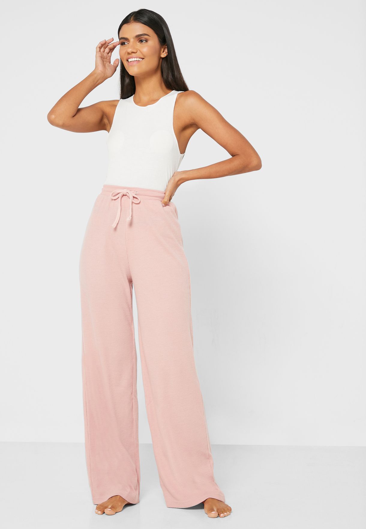 ribbed wide leg pant