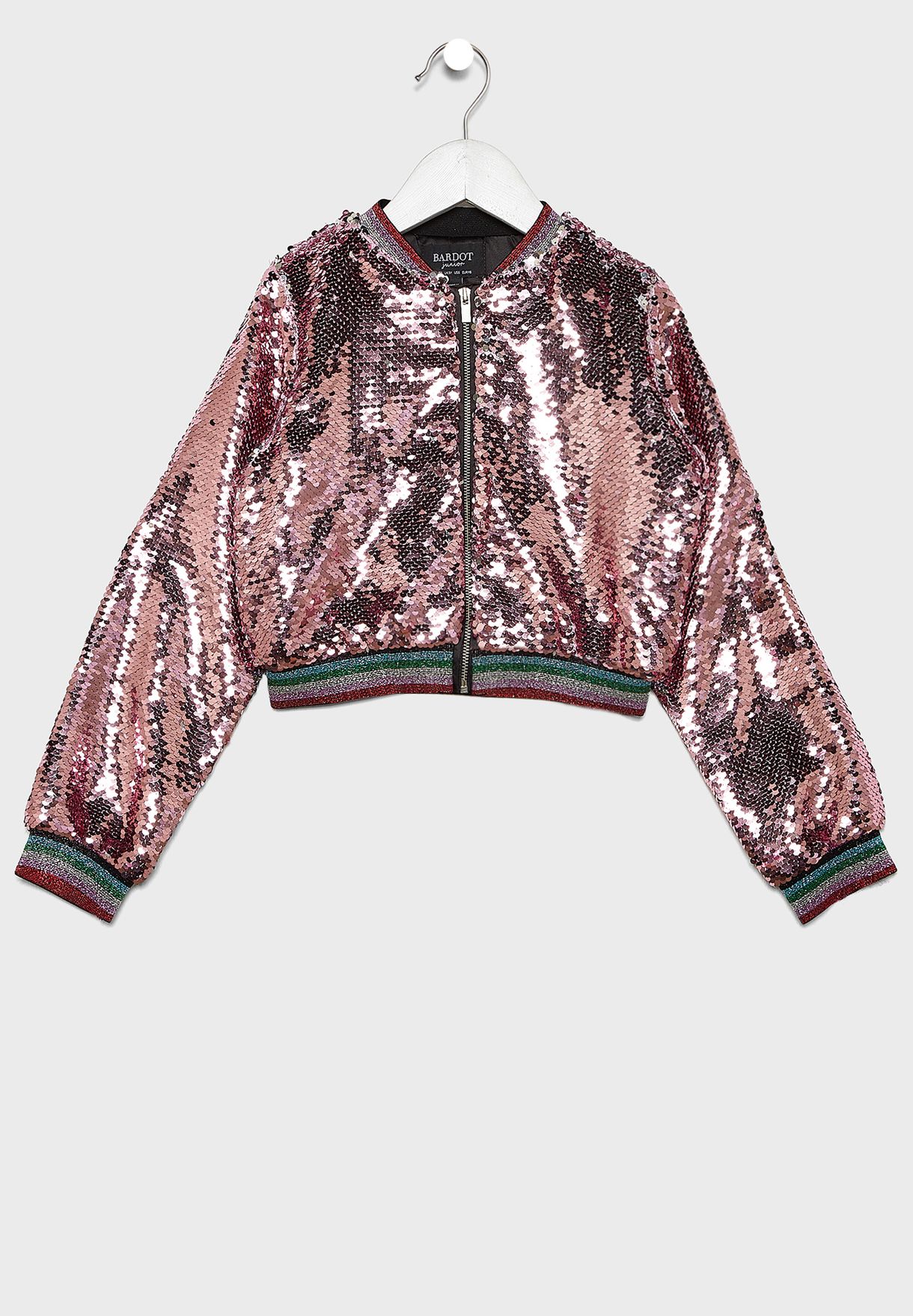 pink sequin bomber jacket