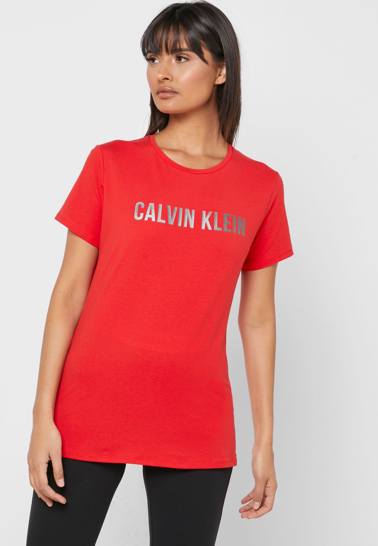 womens red calvin klein t shirt