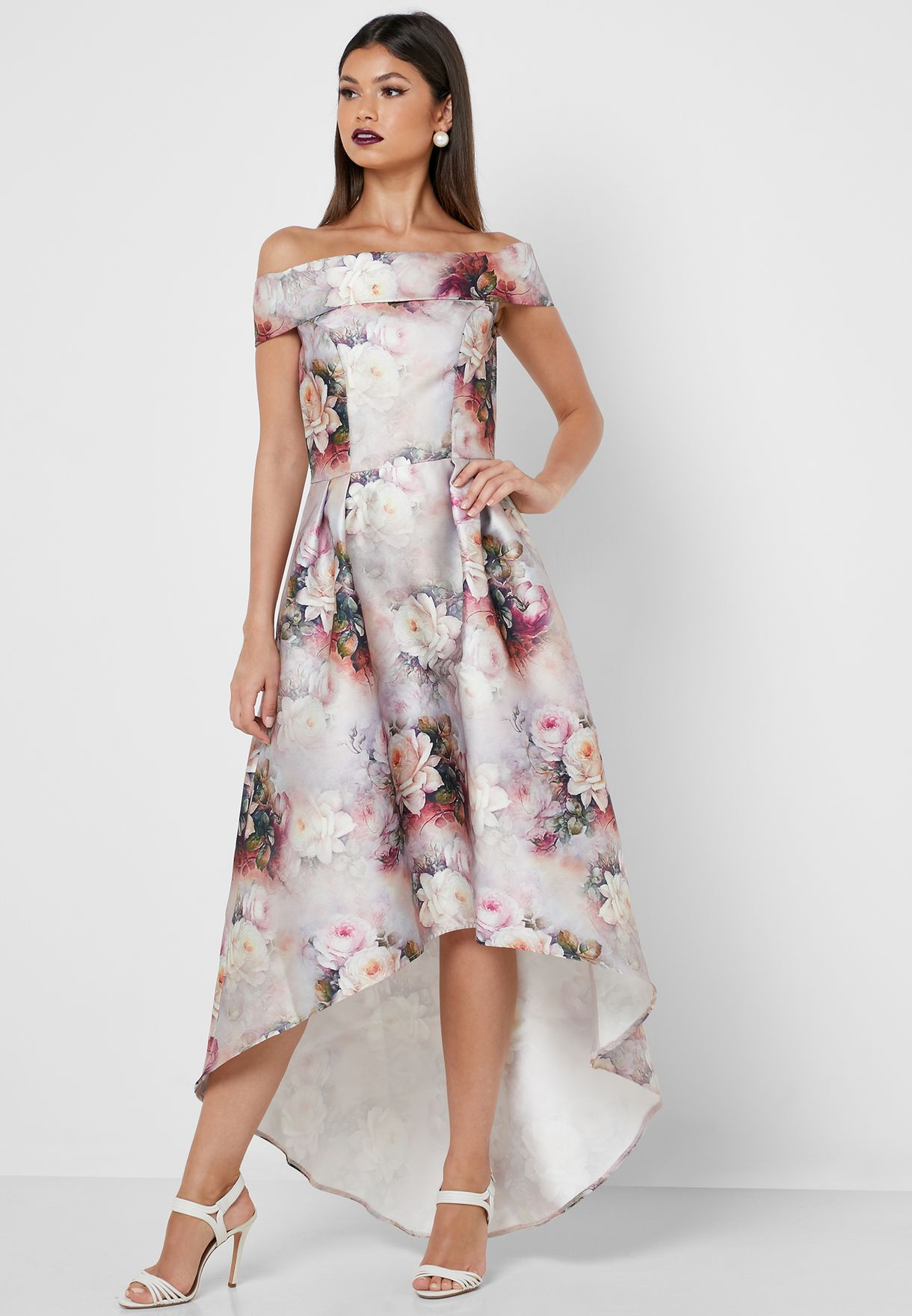 floral print high low dress