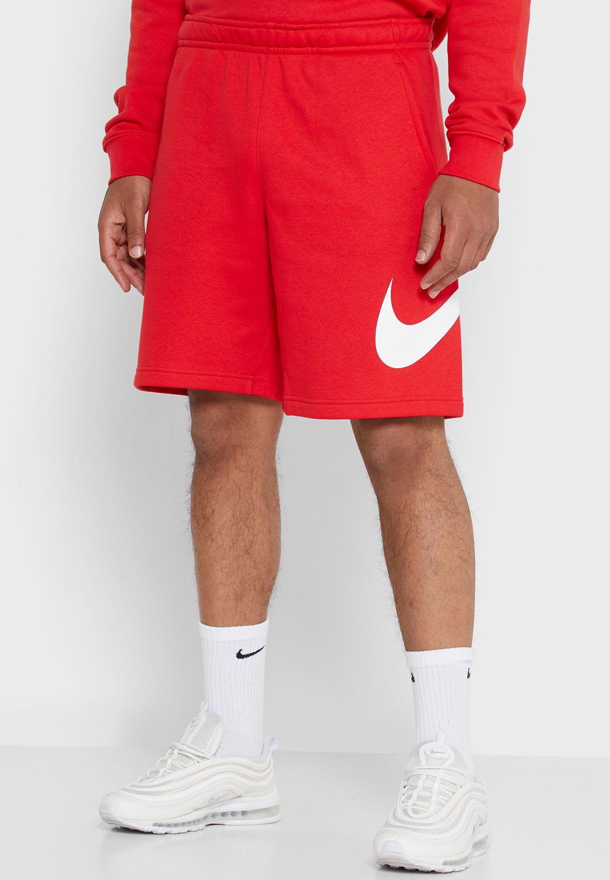 red nike club shorts