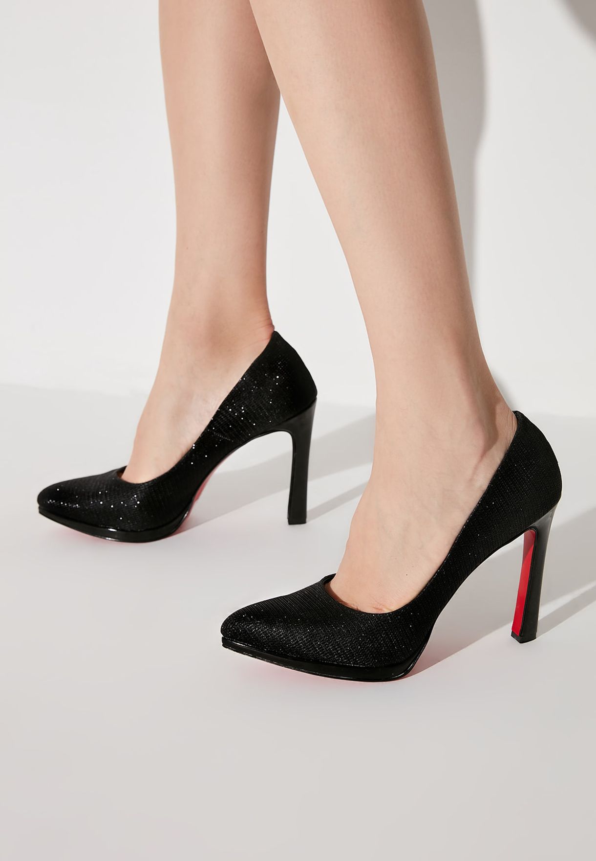 black glitter shoes mid heel