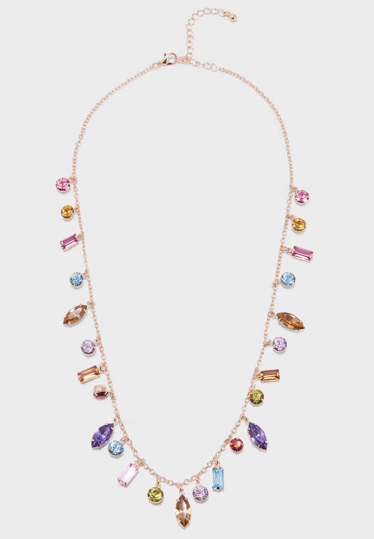 Multi Coloured Jewel Details Necklace