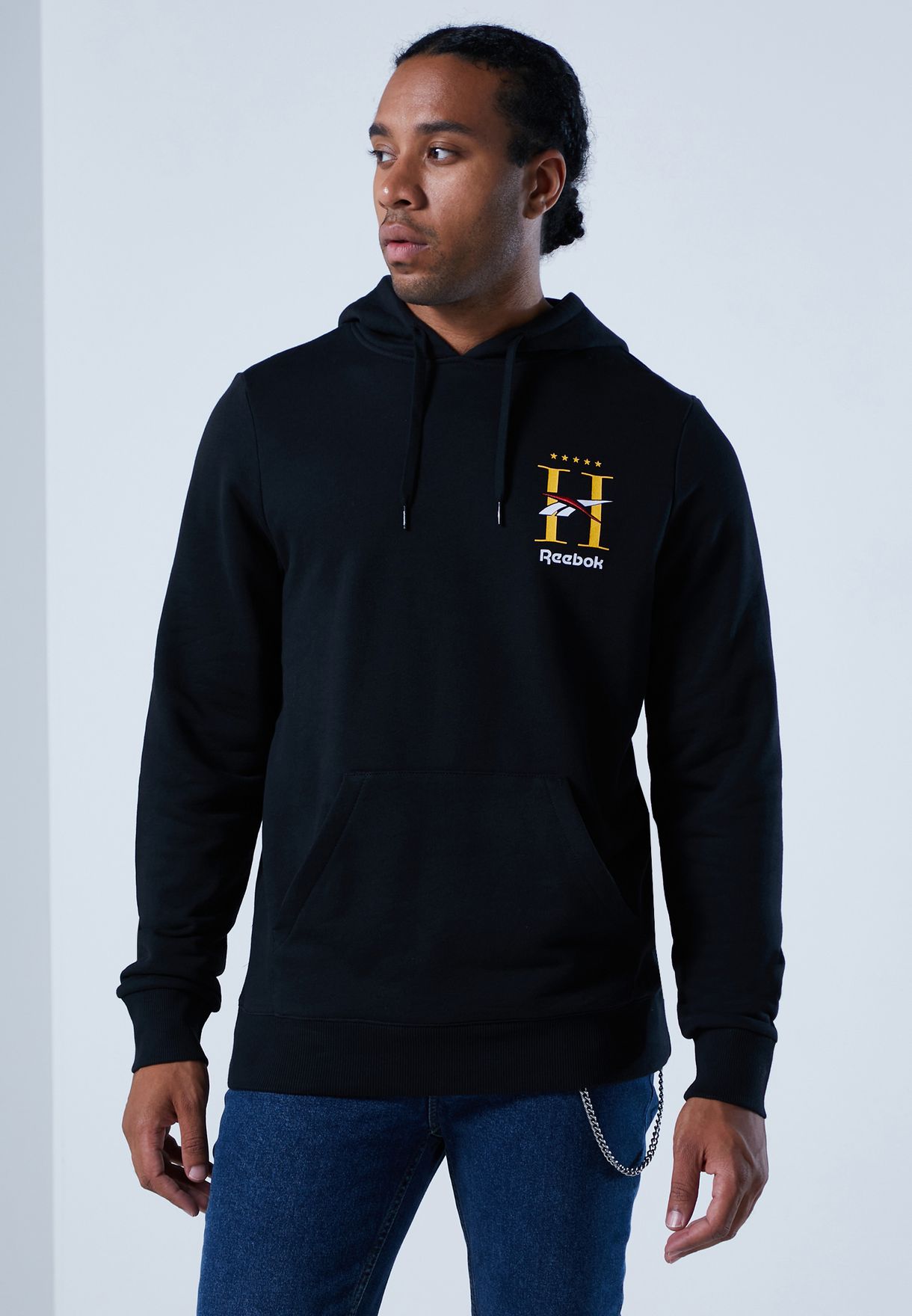 reebok black men's hoodie