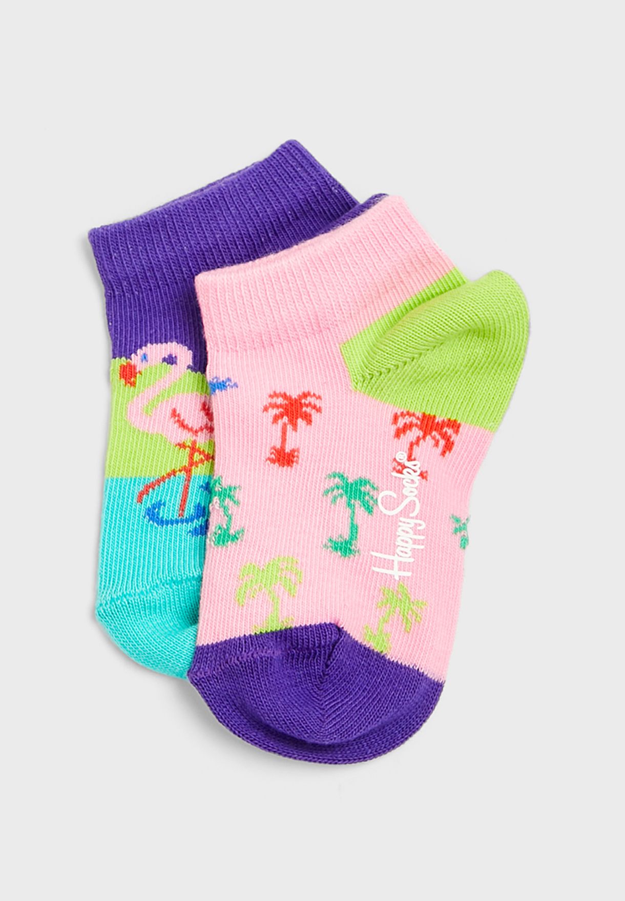 Kids 2 Pack Flamingo Ankle Socks