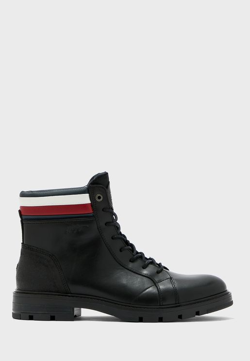 Logo Lace Up Boots