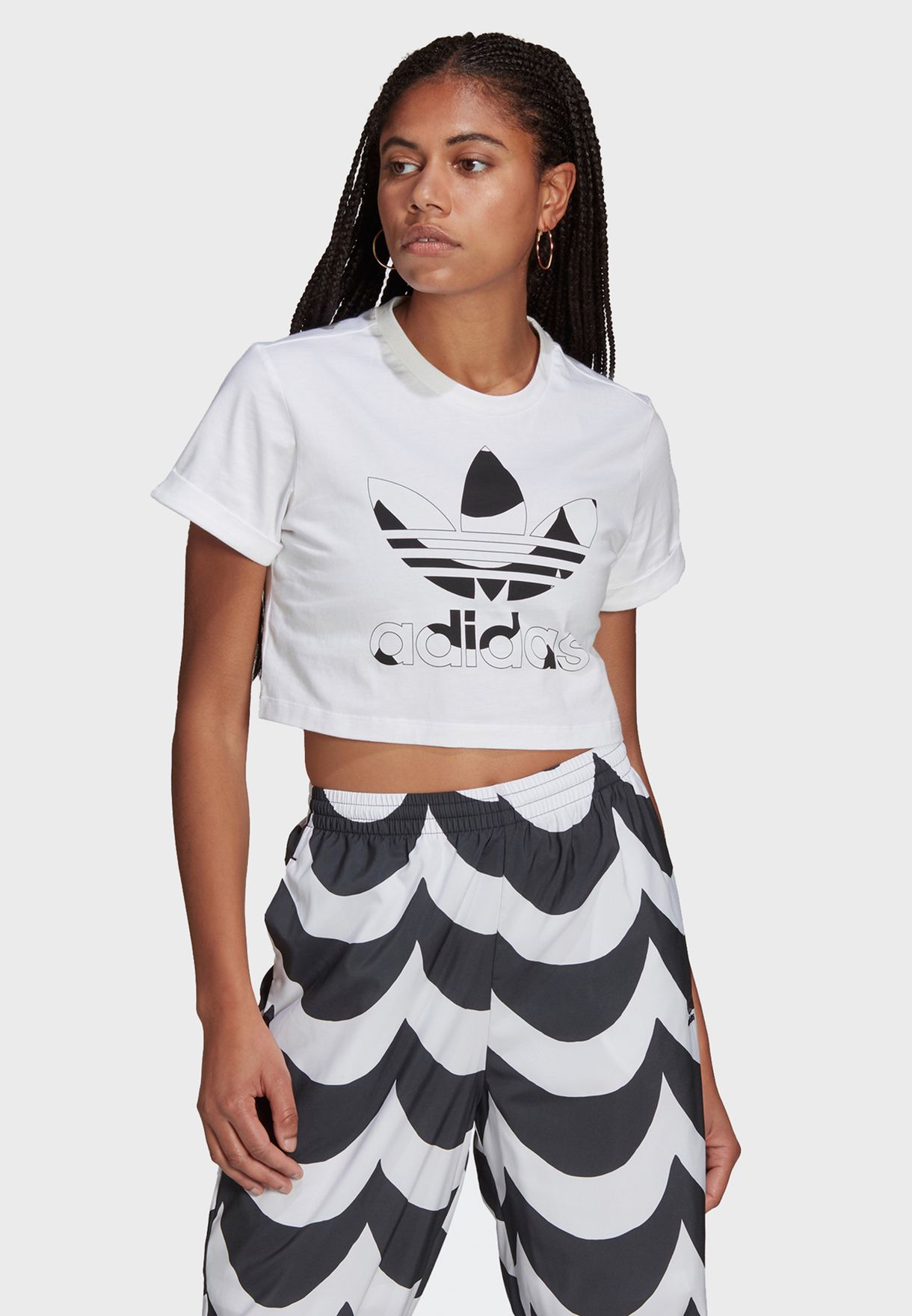 adidas trefoil crop