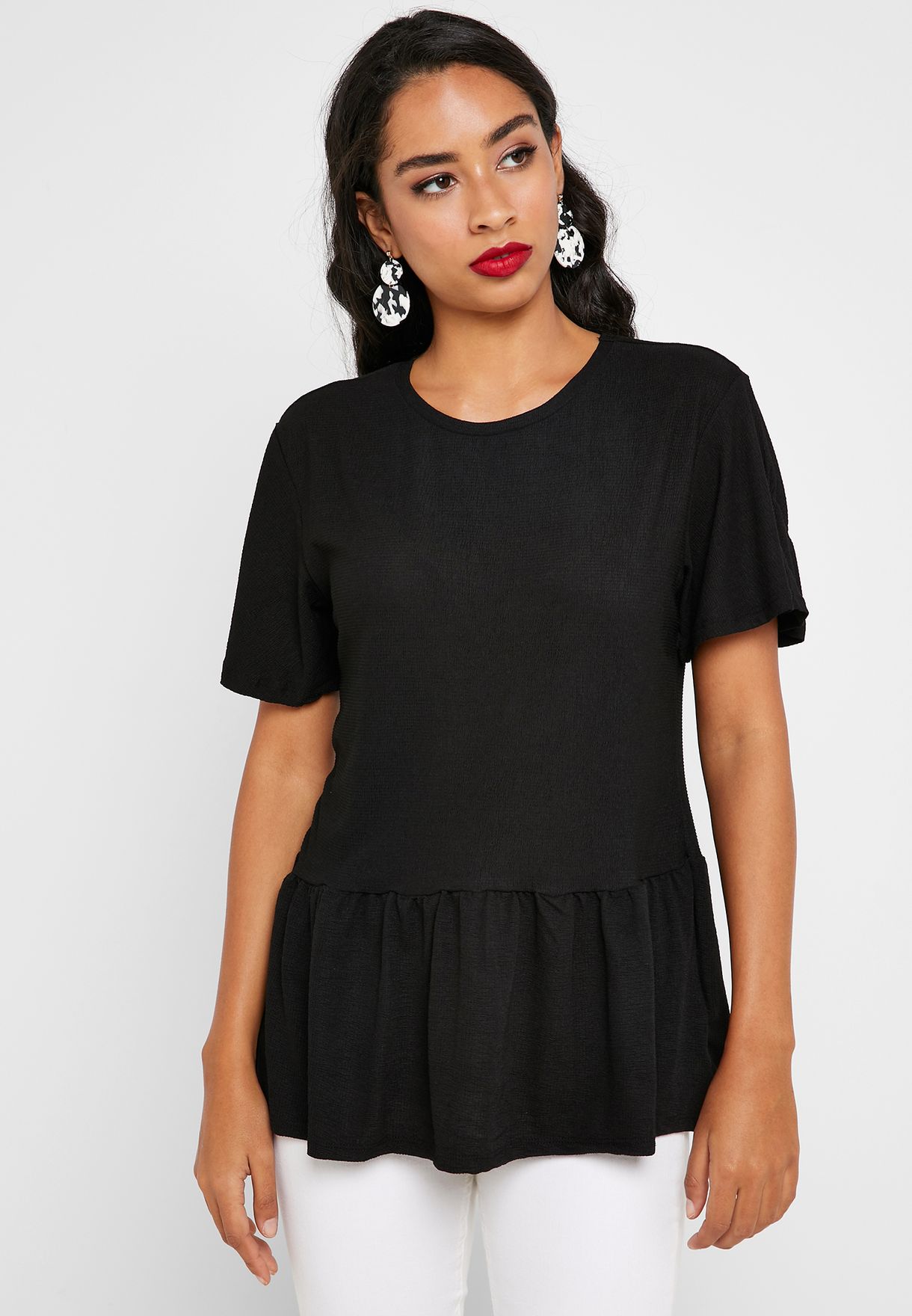 new look black peplum top