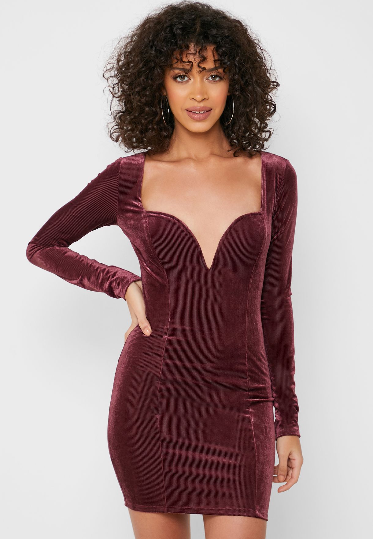 velvet sweetheart neckline dress