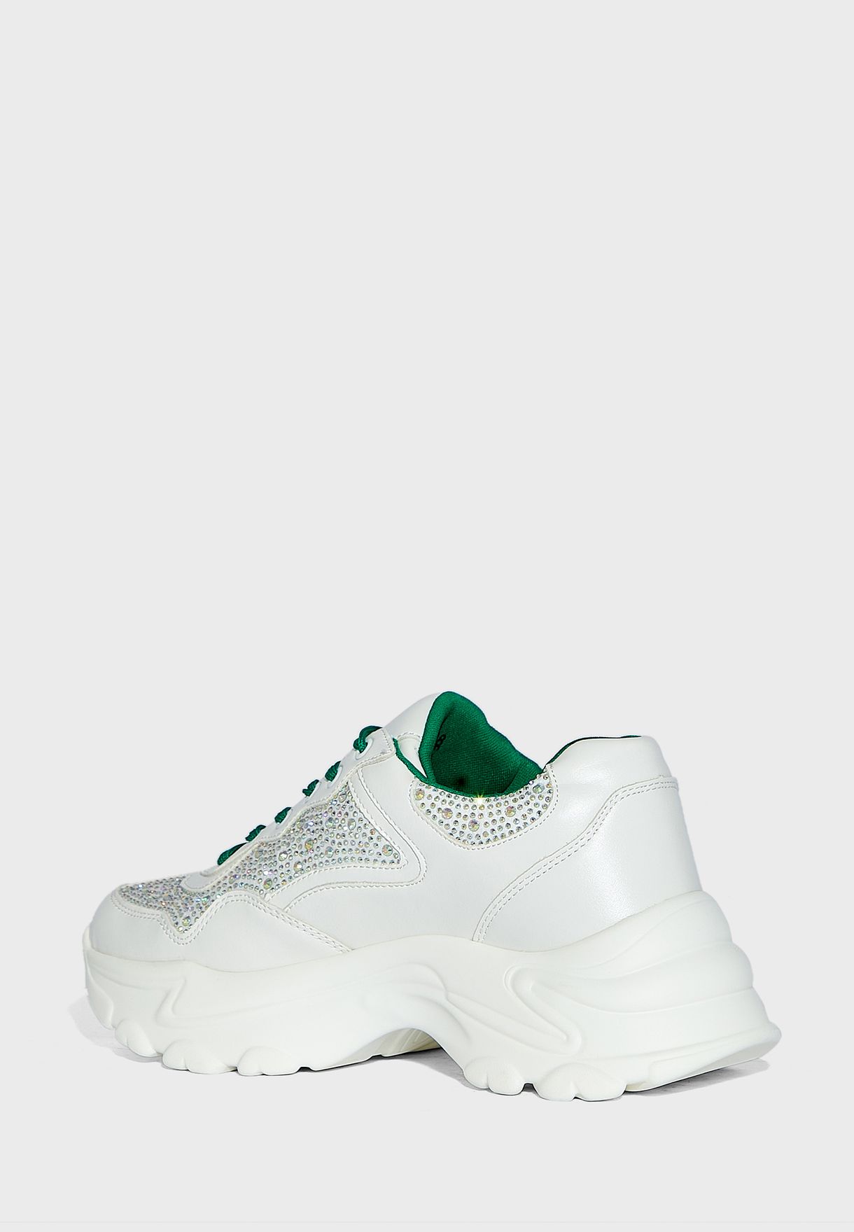 Diamante And Colour Lace Sneakers