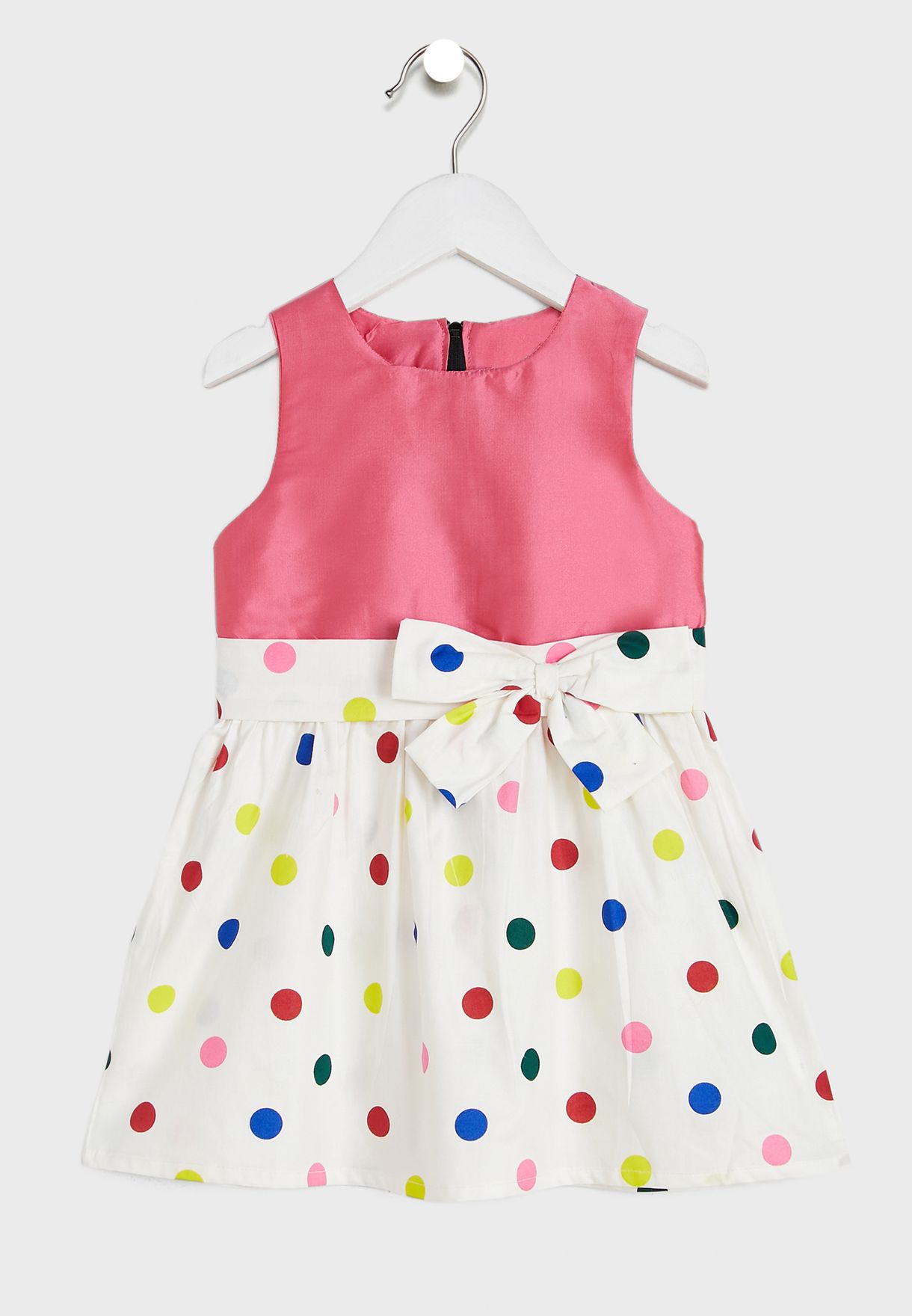 Rouge-Candy Polka Dot Double Bow Dress