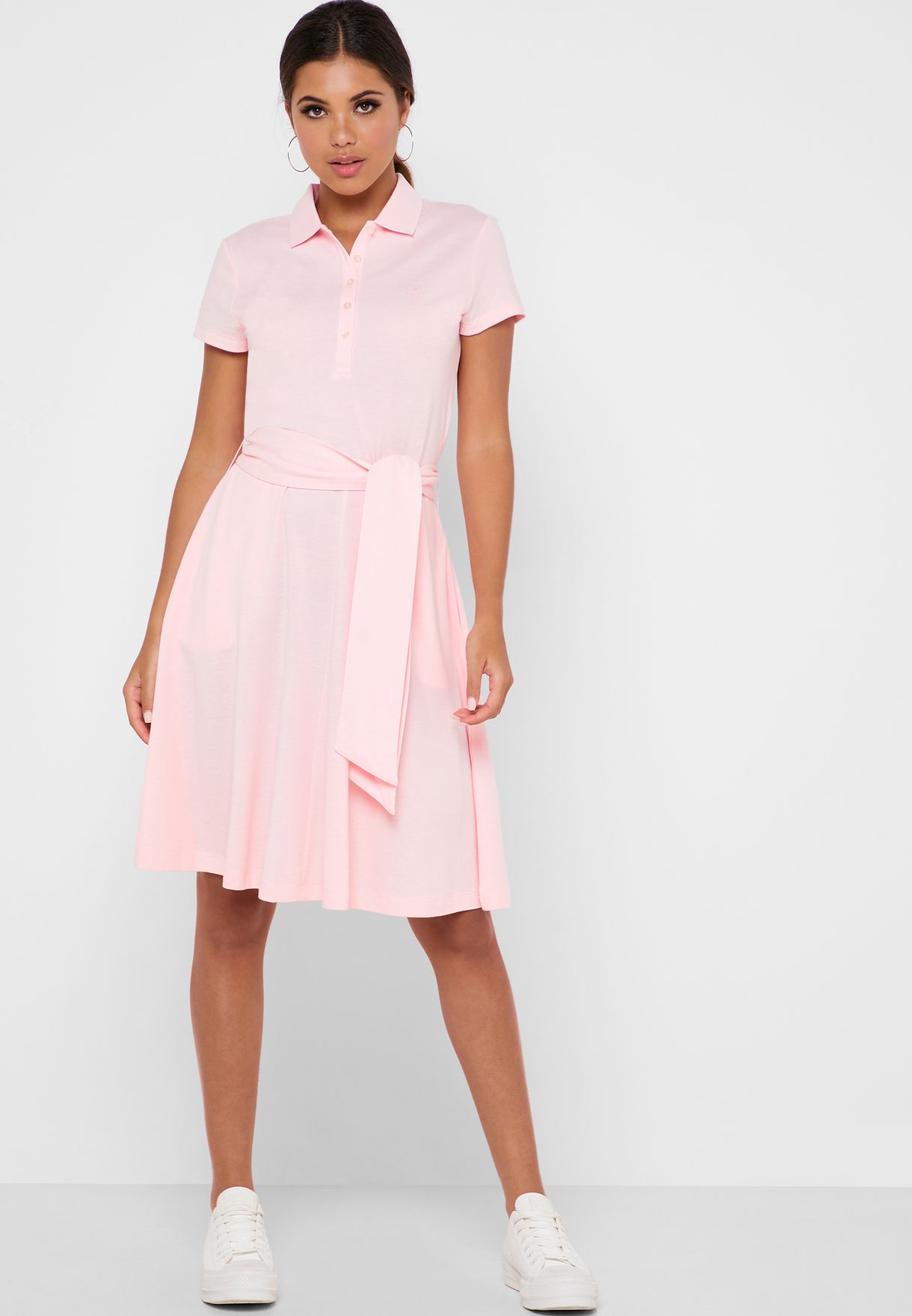 pink and white polo dress