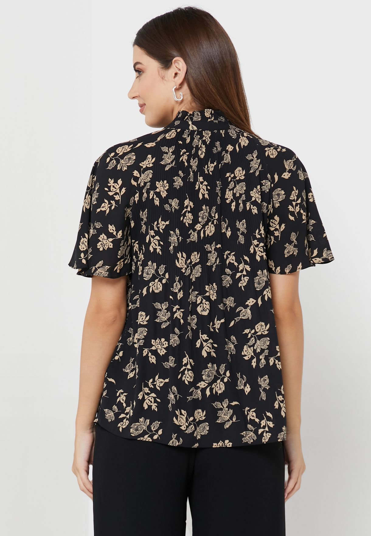 Ruffle Sleeve Printed Blouse