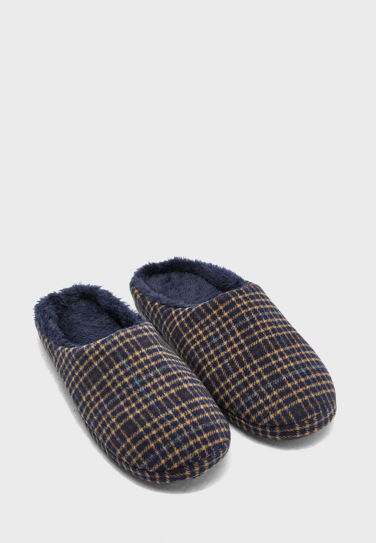 mens checked slippers