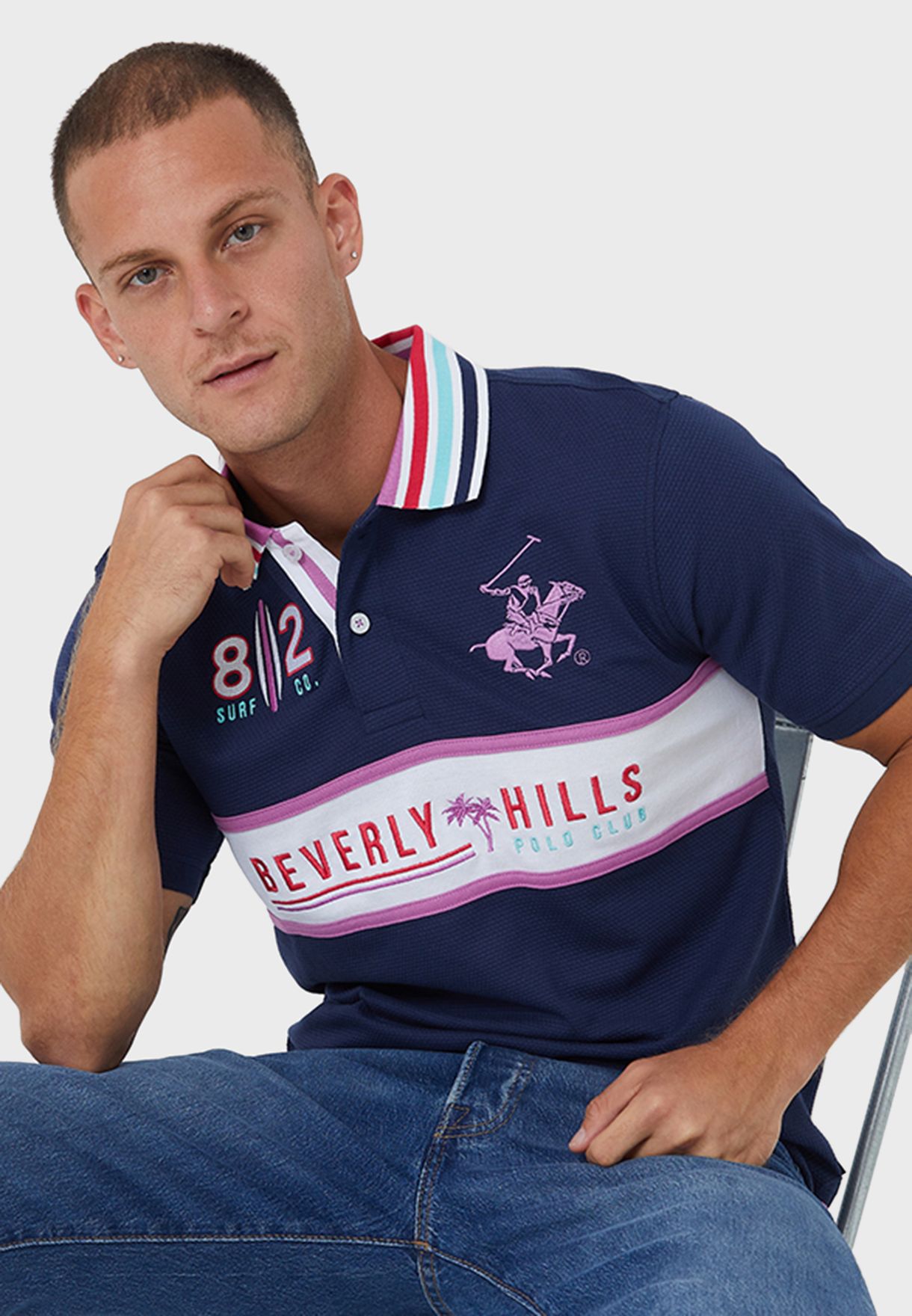 Buy Beverly Hills Polo Club navy Embroidered Logo Polo for Men in ...