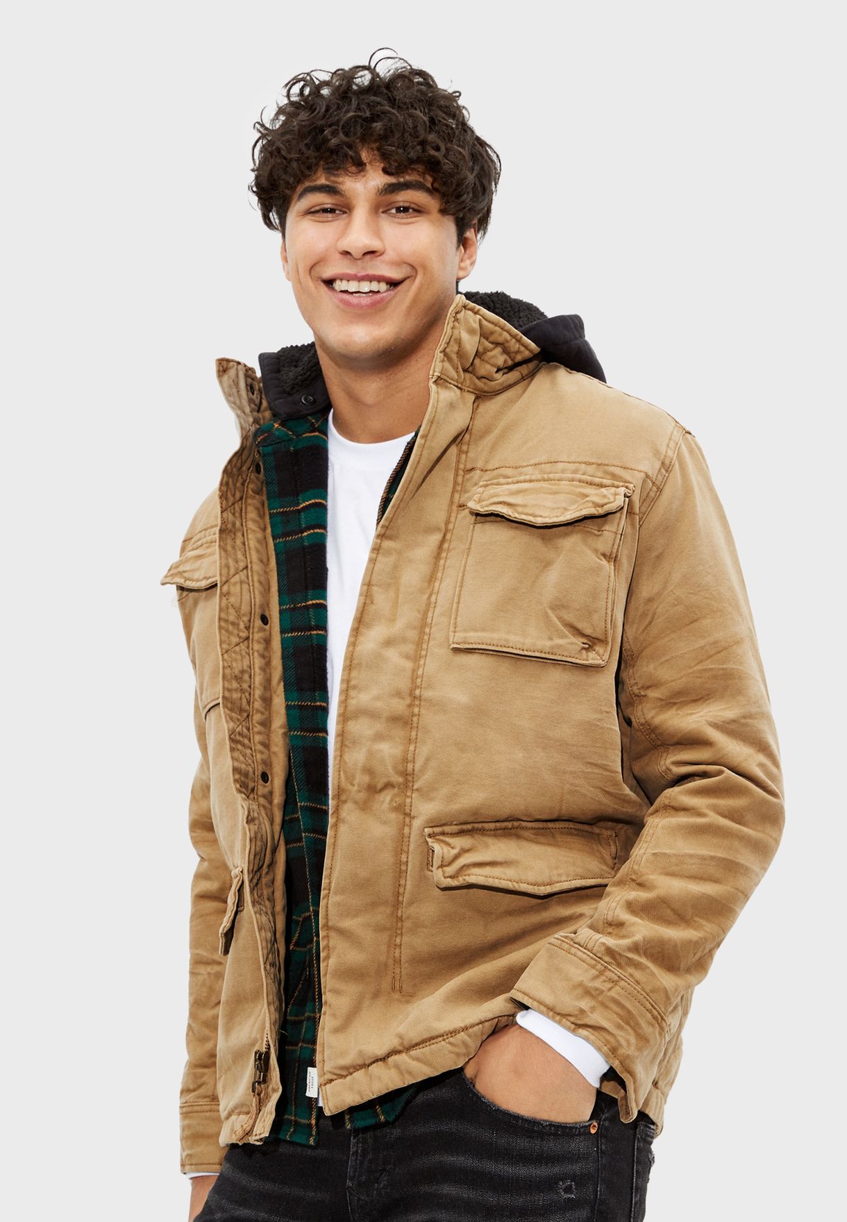 mens sherpa lined military jacket