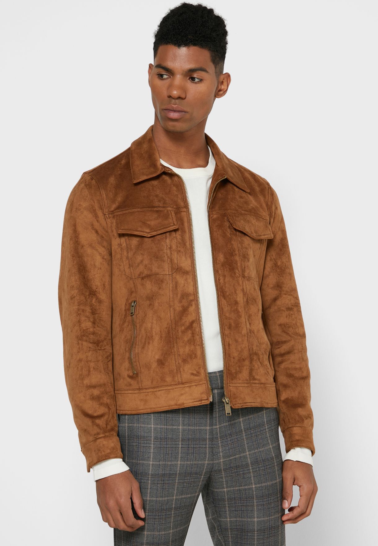 River Island brown Faux Suede Jacket 