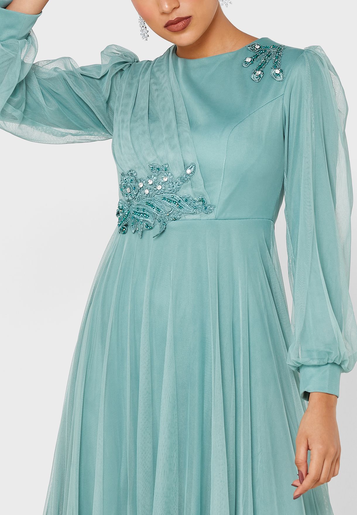 Embroidered Waist Tulle Dress