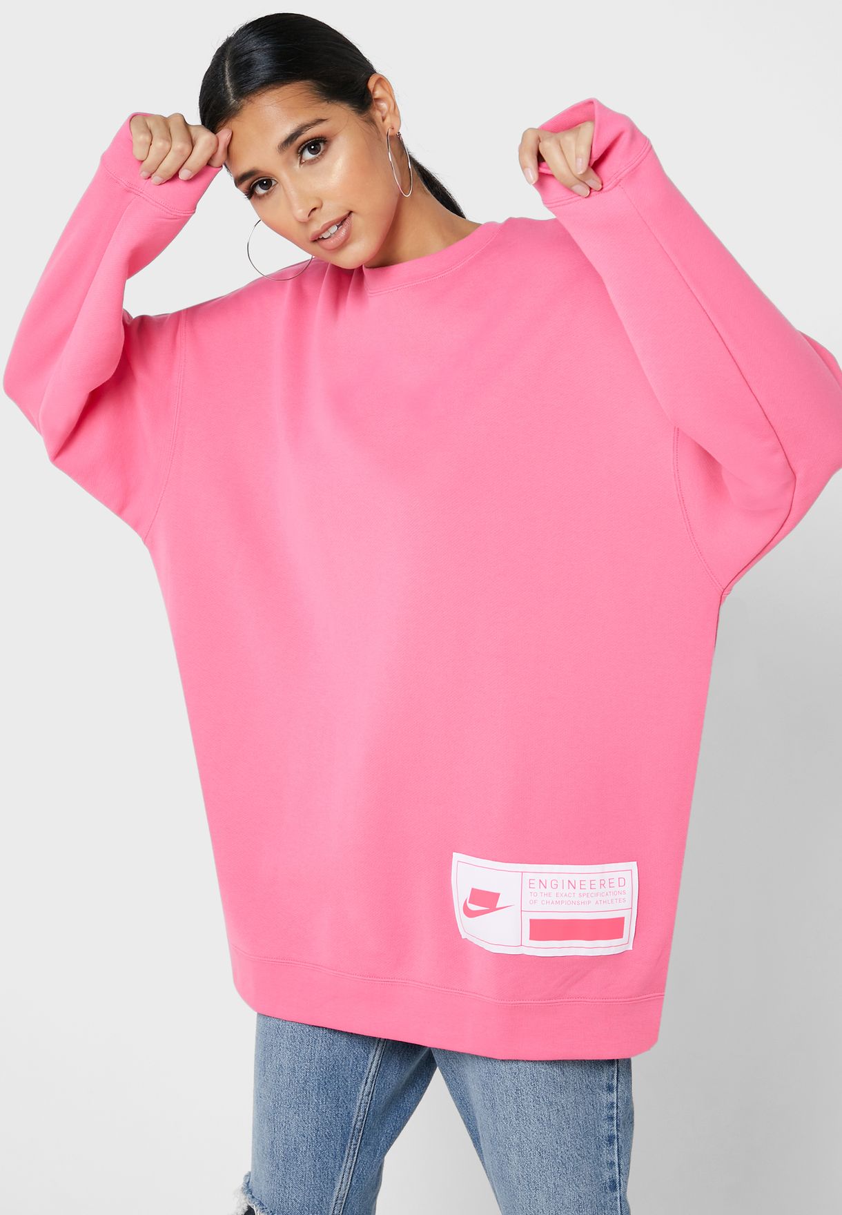 Buy Nike pink NSW Oversized Fleece Sweatshirt for Women in MENA, Worldwide