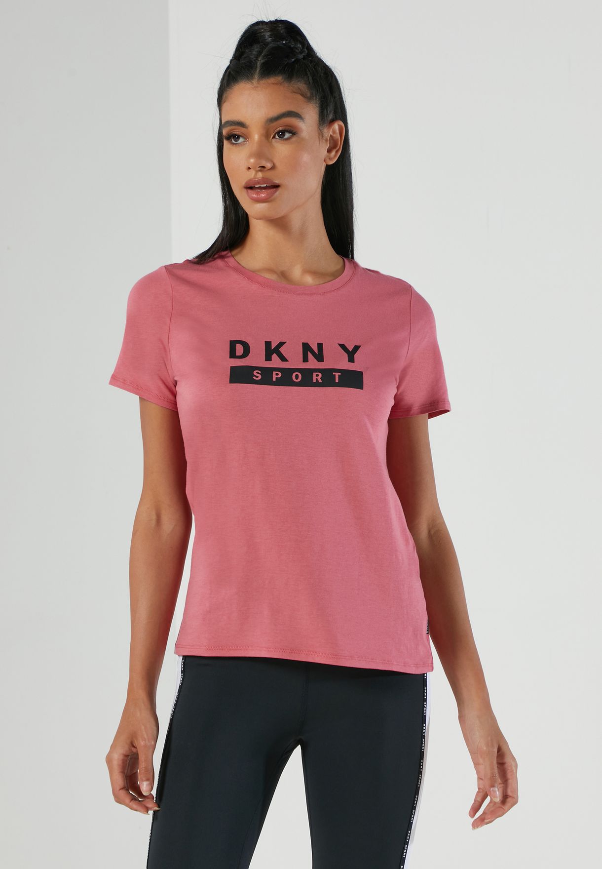 DKNY Sport Rosa Manica Corta T-shirt da donna S 