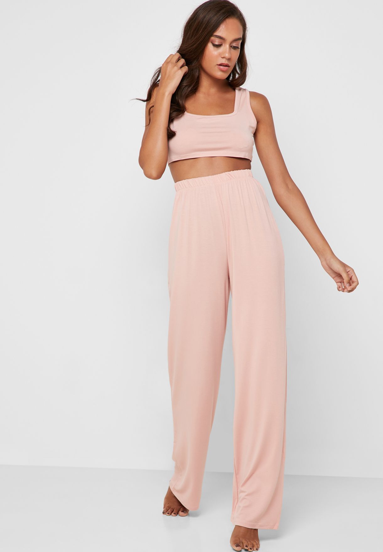 pink square neck crop top