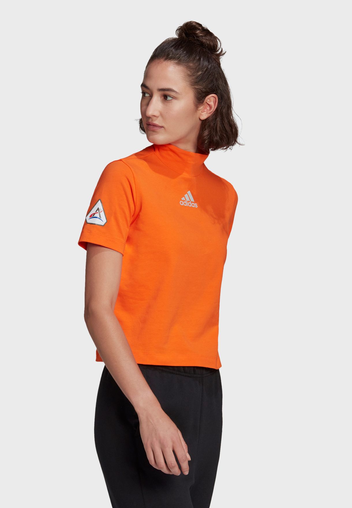 orange adidas shirt women's