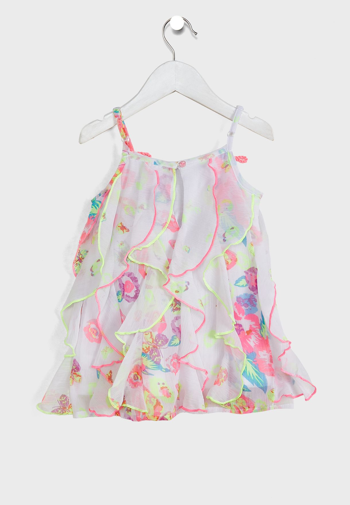 Nauti Nati Infant Girls Multicoloured Floral  Butterfly Print Ruffled A-Line Dress