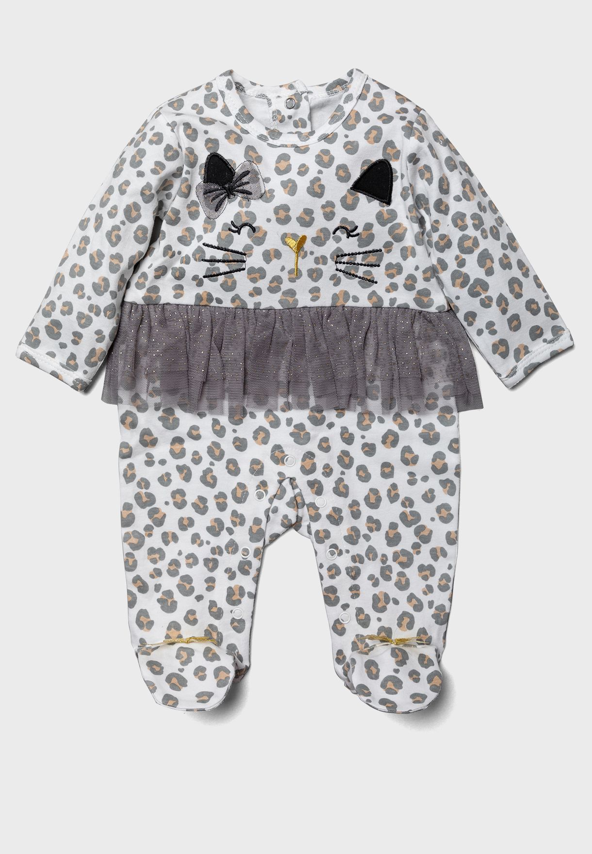 Infant Leopard Print Tutu Sleepsuit