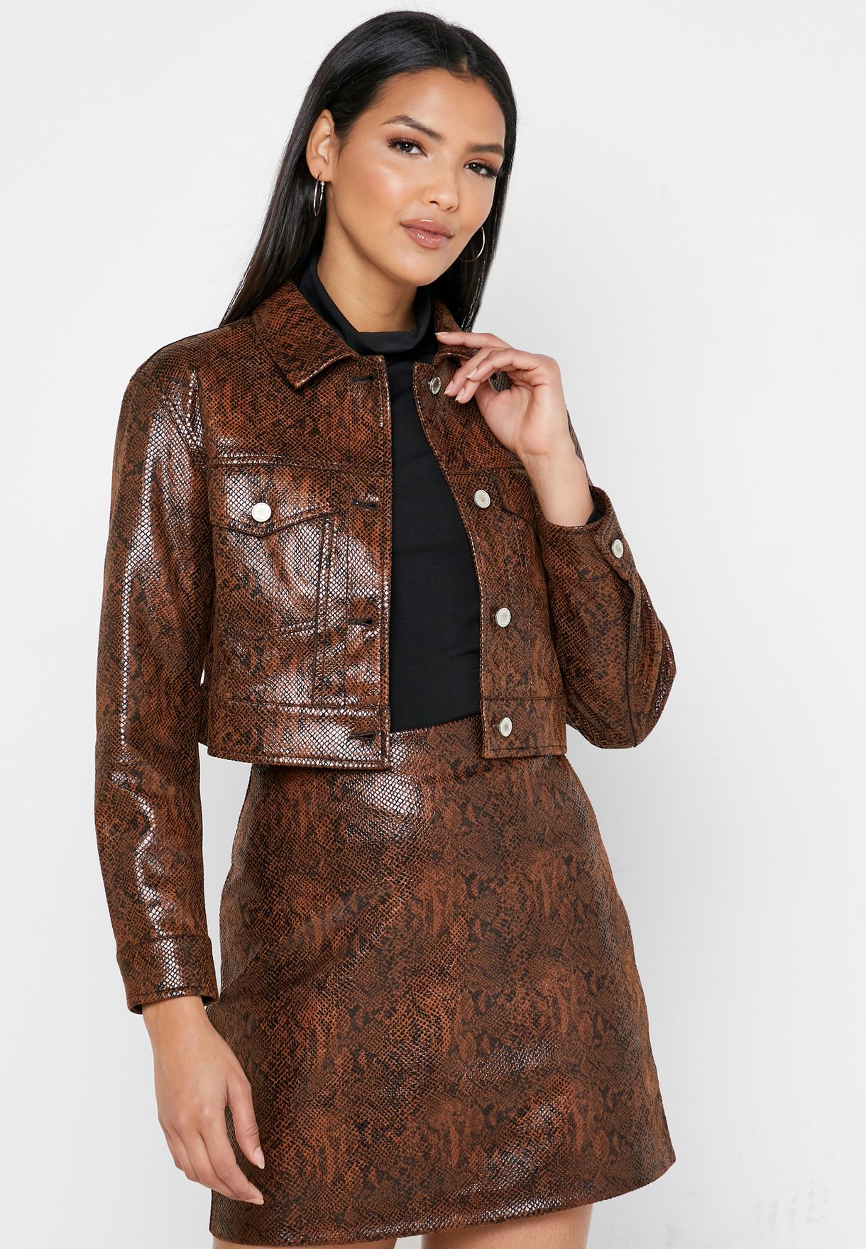 brown snake print jacket