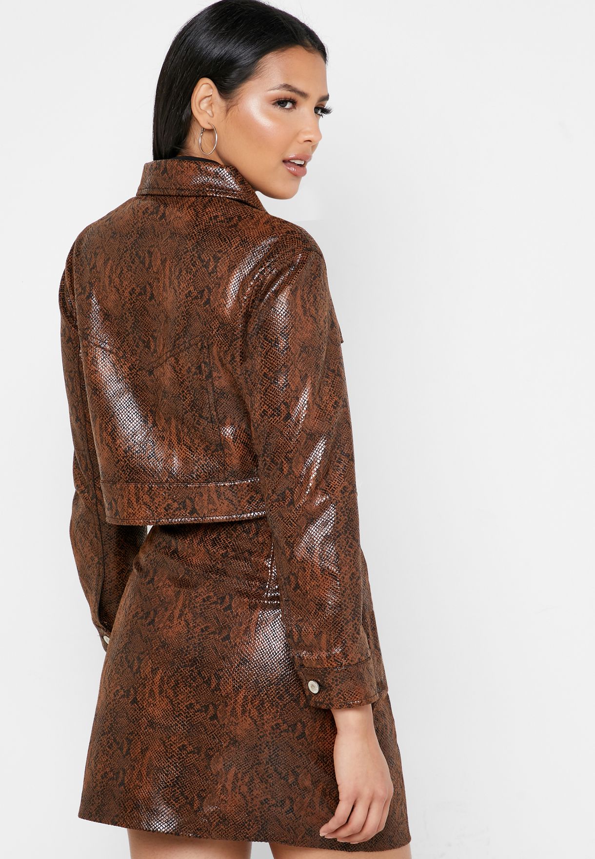 brown snake print jacket