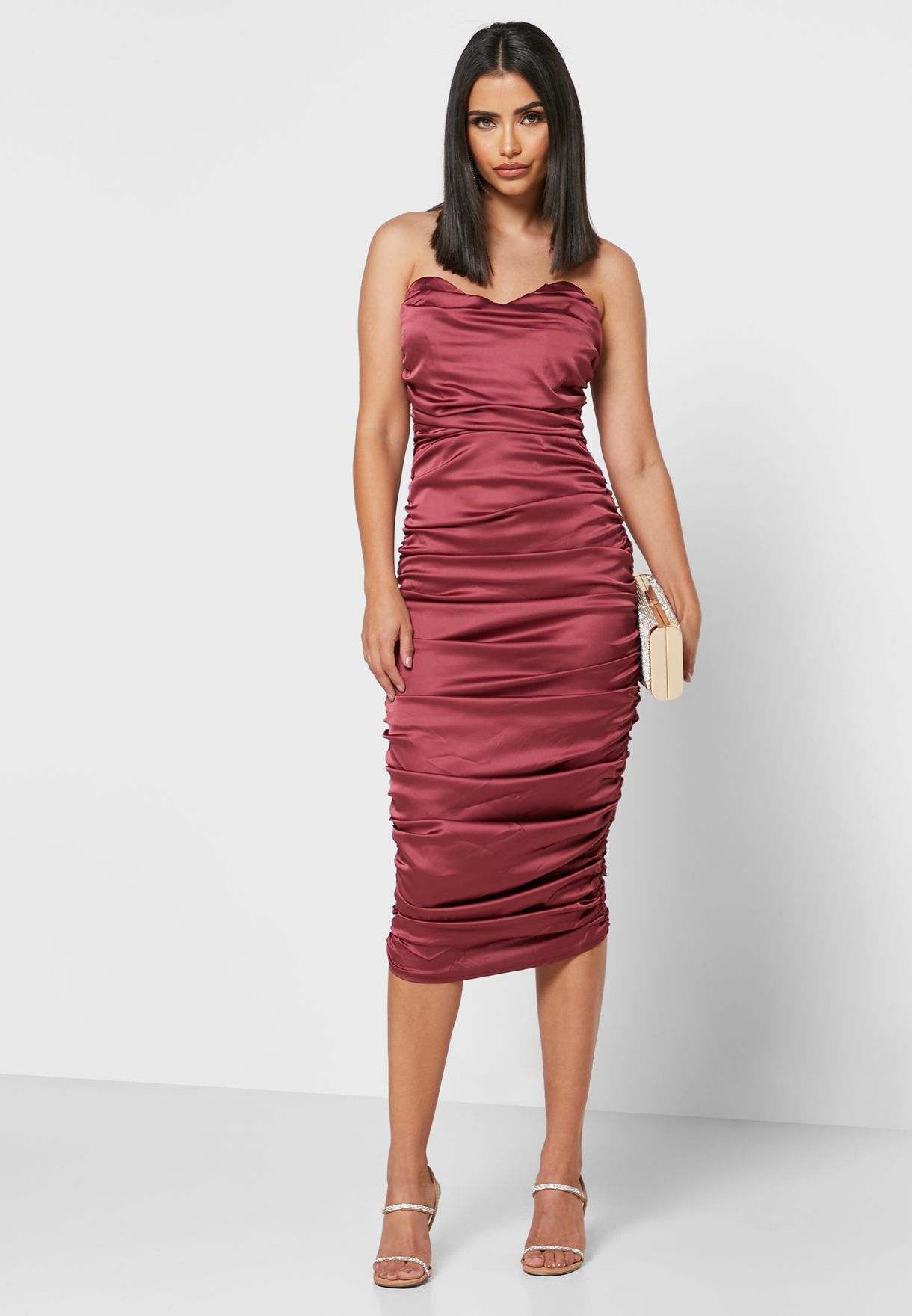 ruched sweetheart dress