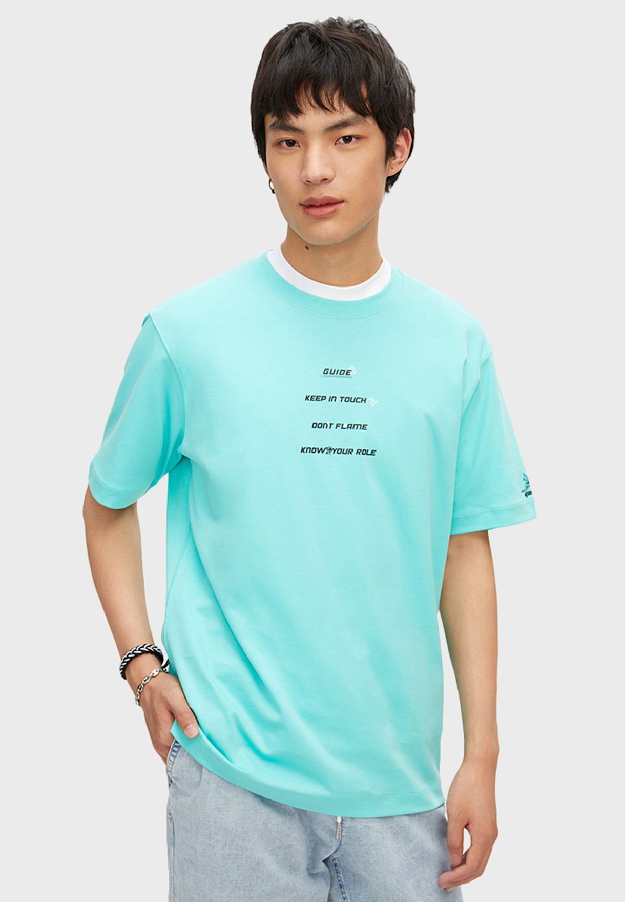 Buy Semir blue Crew Neck Short Sleeves T-Shirt for Men in MENA, Worldwide