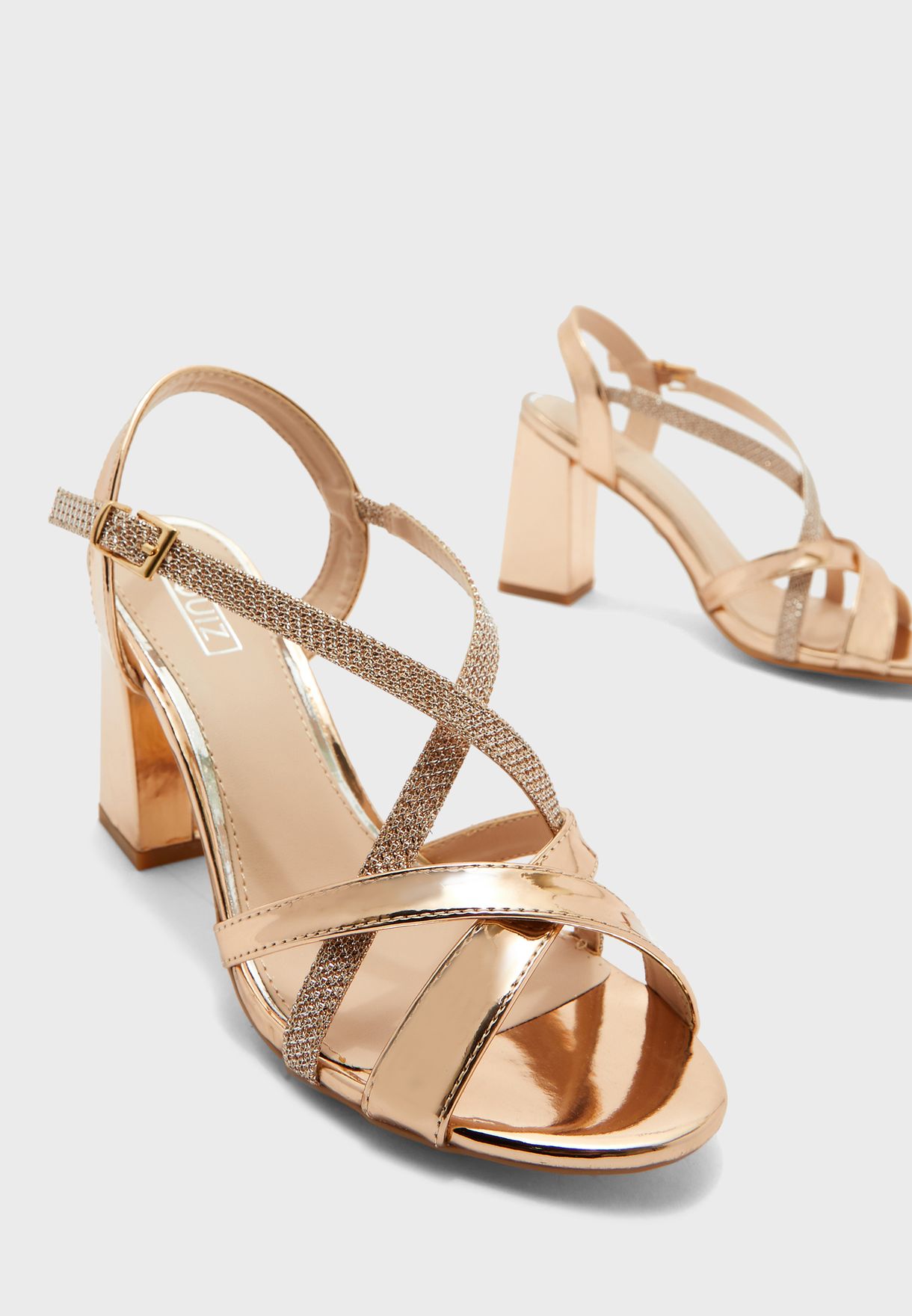 quiz rose gold metallic sandals