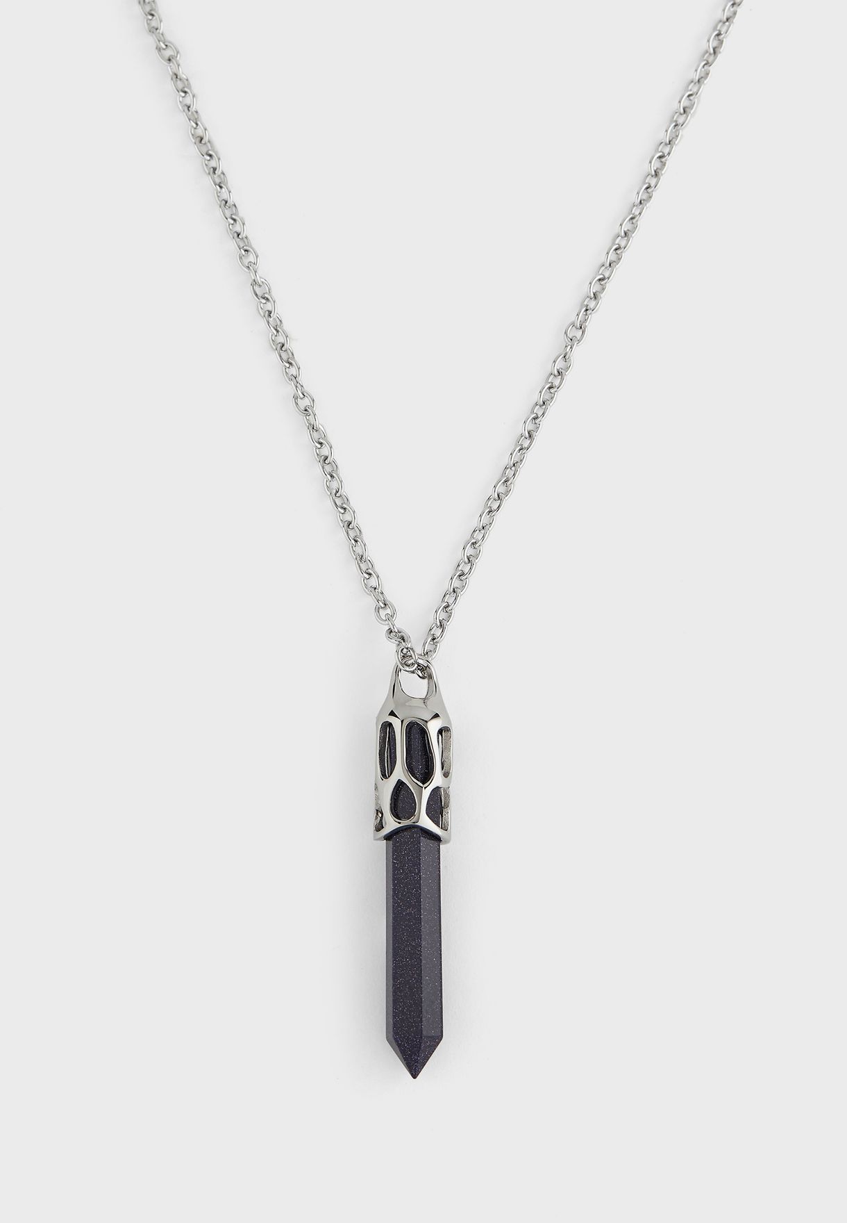 Stainless Steel Stone Drop Necklace