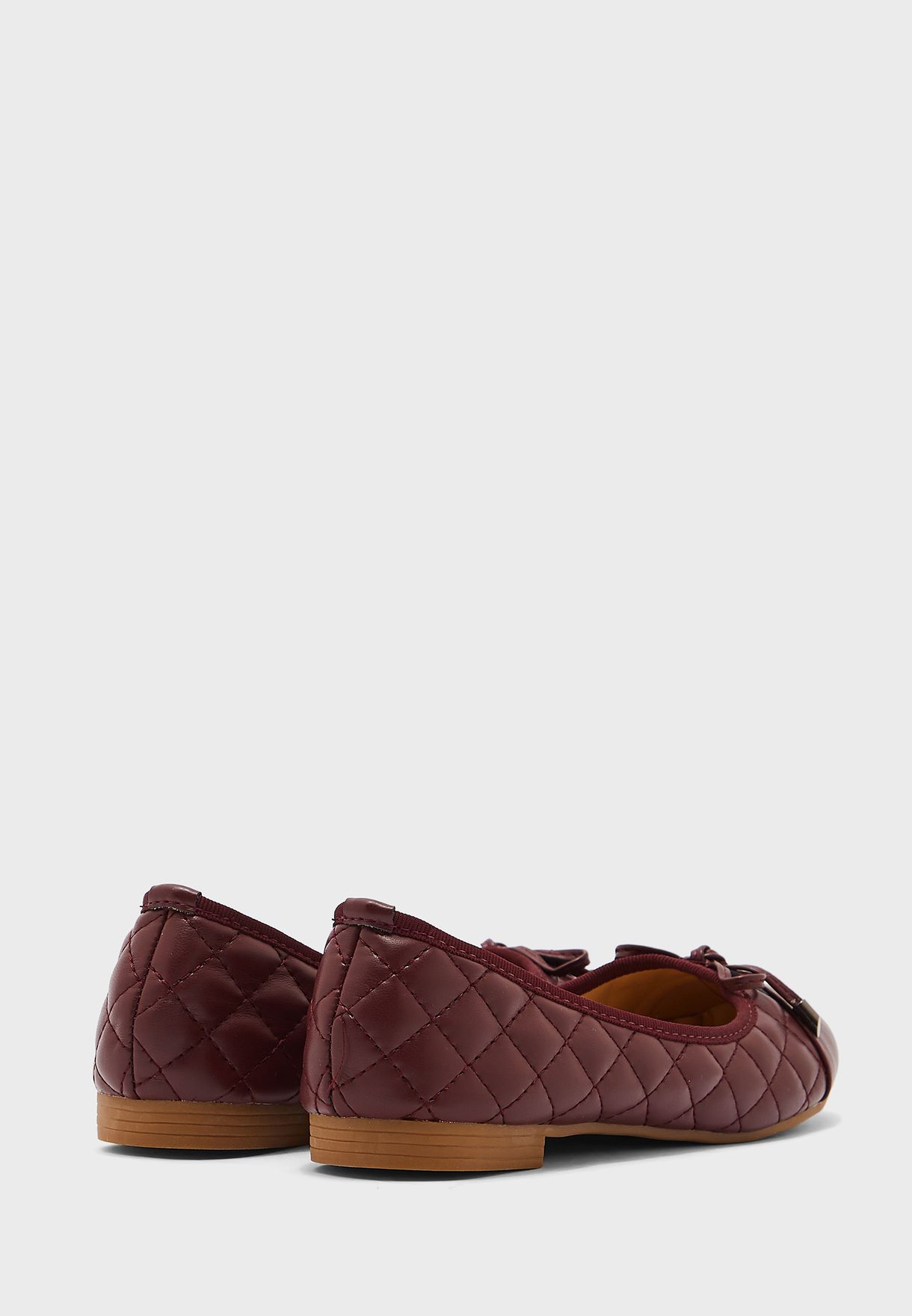 Quilted Bow Ballet Flat Shoes 