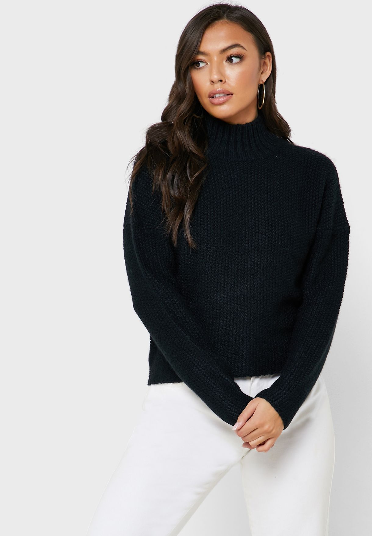 black thick sweater