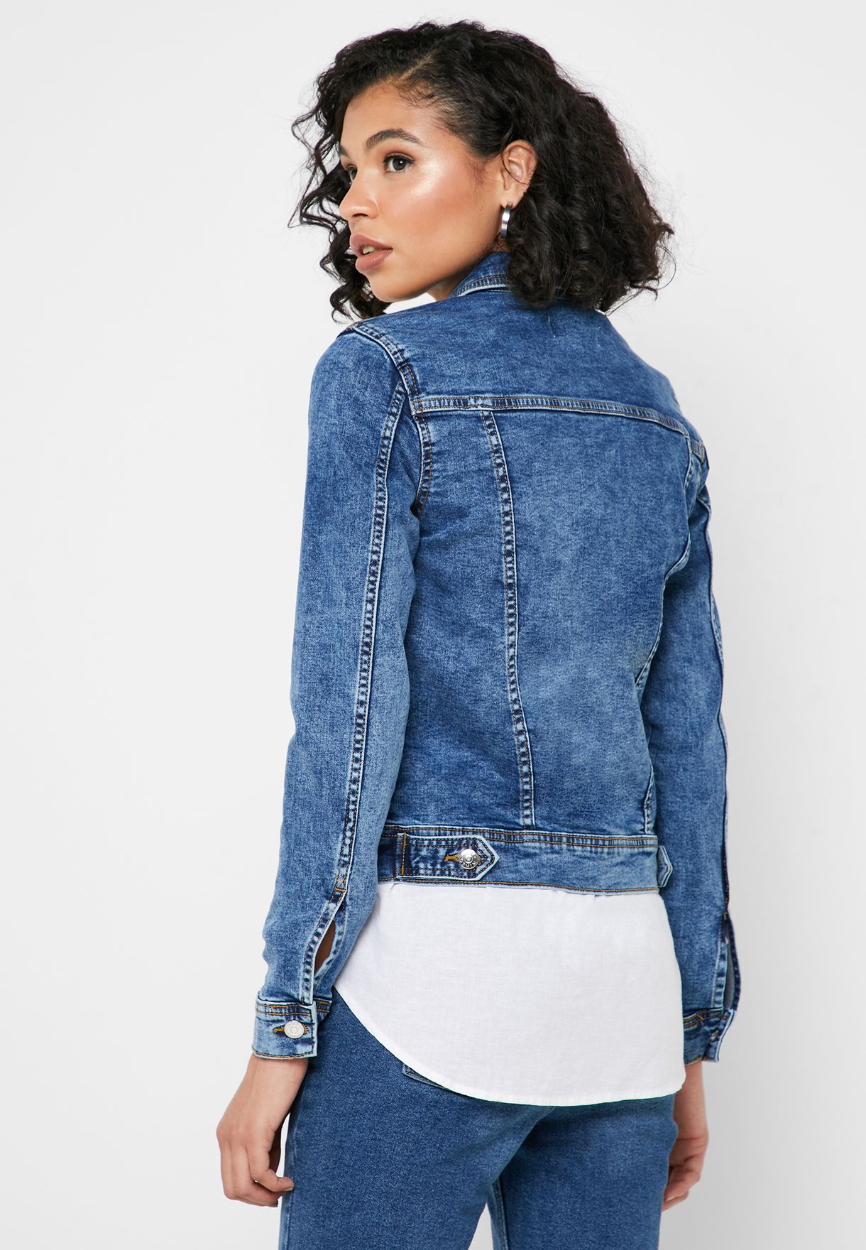 Buy Jacqueline De Yong blue Pocket Detail Denim Jacket for Women in ...