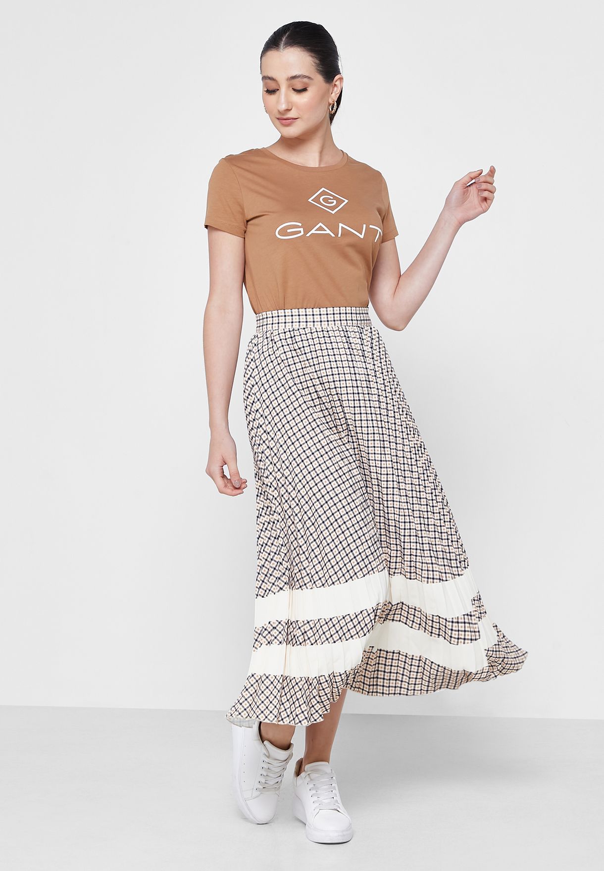 Printed Pleated Skirt
