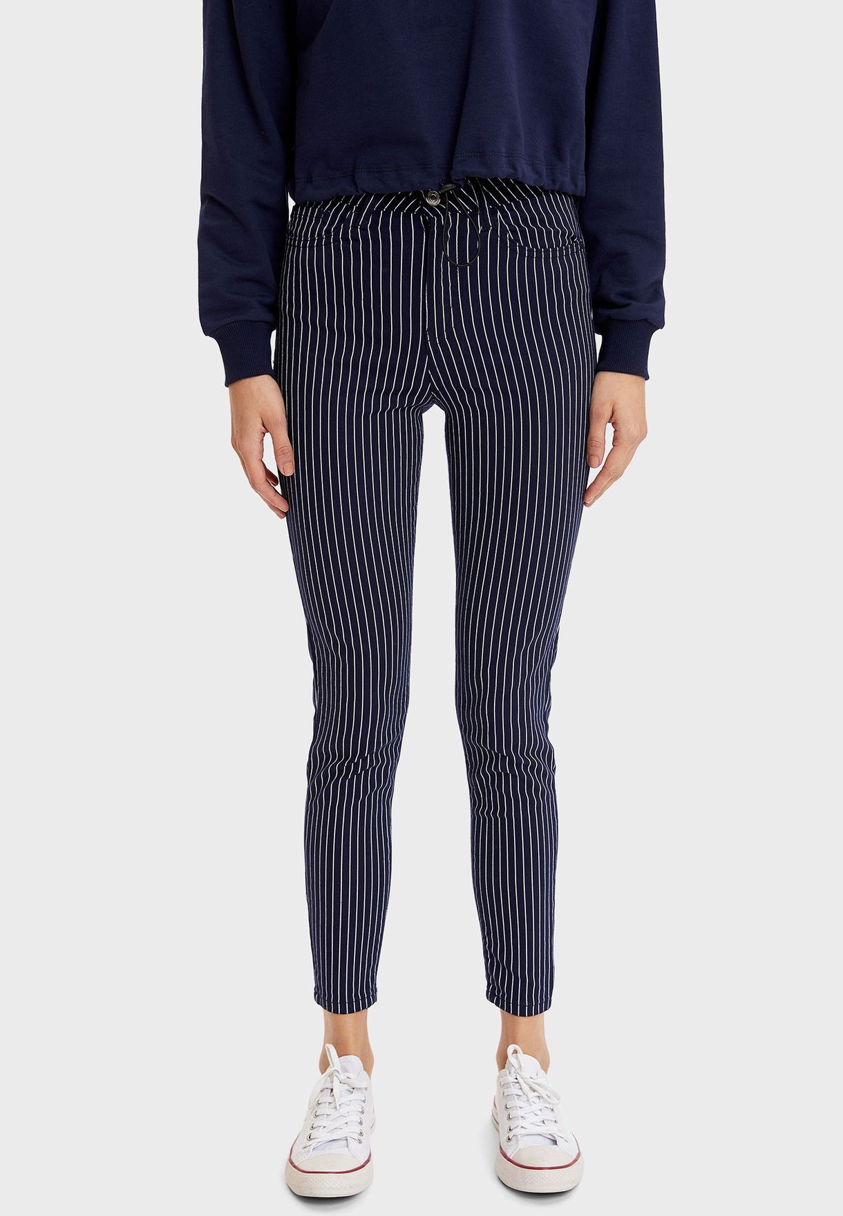 striped tie waist pants