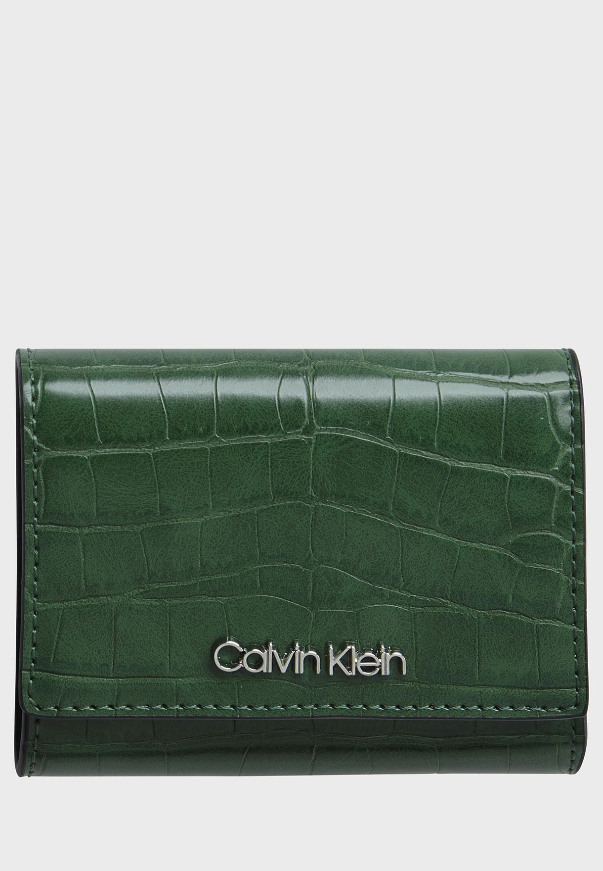 Buy Calvin Klein green Textured Trifold Purse for Women in Riyadh, Jeddah