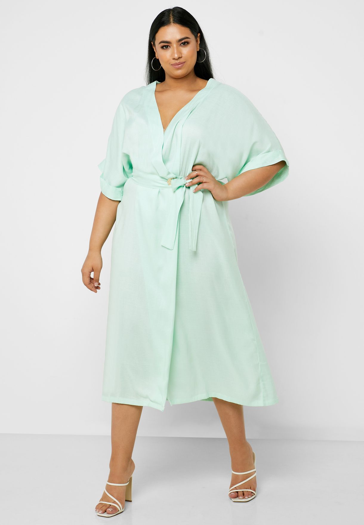 plus size linen wrap dress