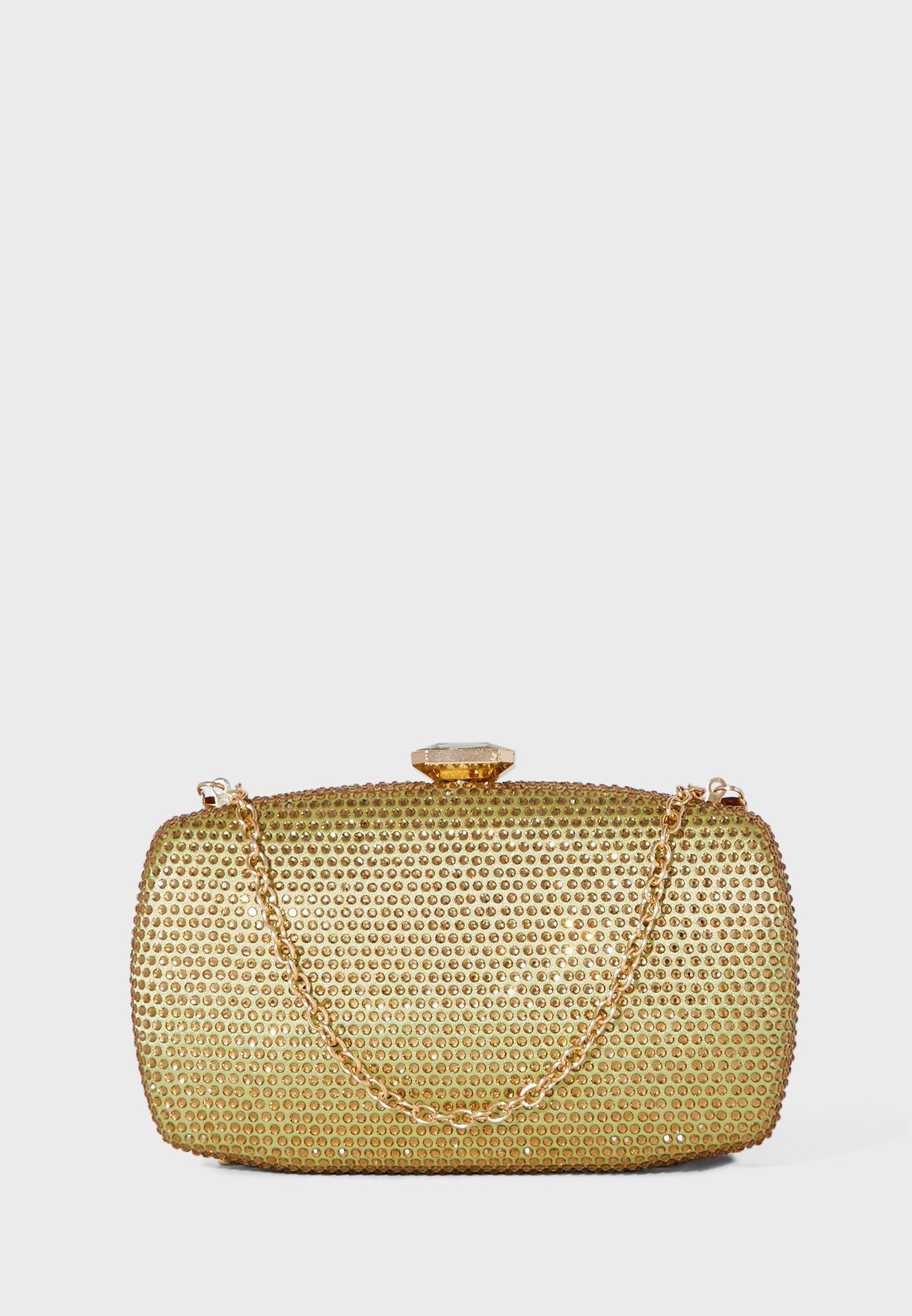 gold diamante clutch bag